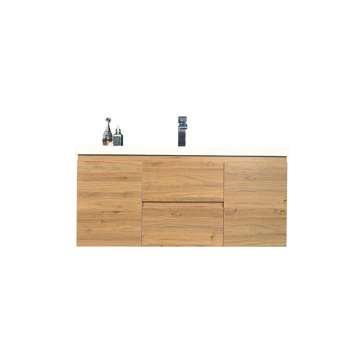 Moreno Bath Bohemia Lina 48" Nature Oak Wall-Mounted Vanity With Single Reinforced White Acrylic Sink