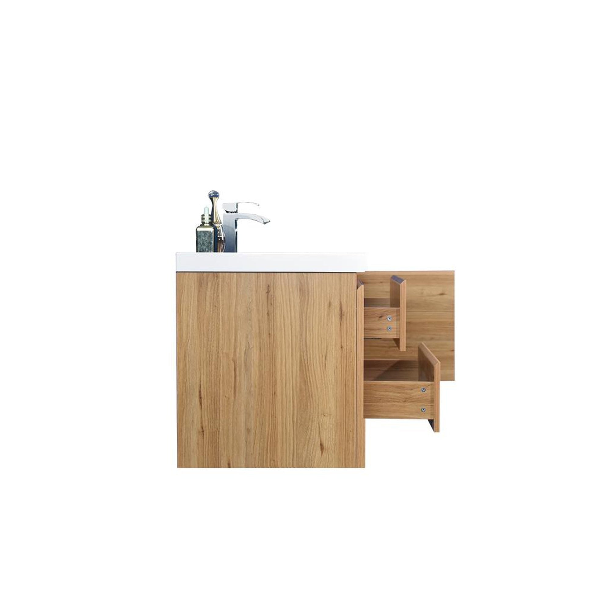 Moreno Bath Bohemia Lina 48" Nature Oak Wall-Mounted Vanity With Single Reinforced White Acrylic Sink