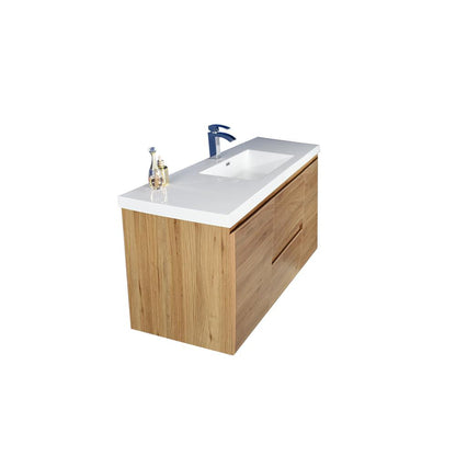 Moreno Bath Bohemia Lina 48" Nature Oak Wall-Mounted Vanity With Single Reinforced White Acrylic Sink