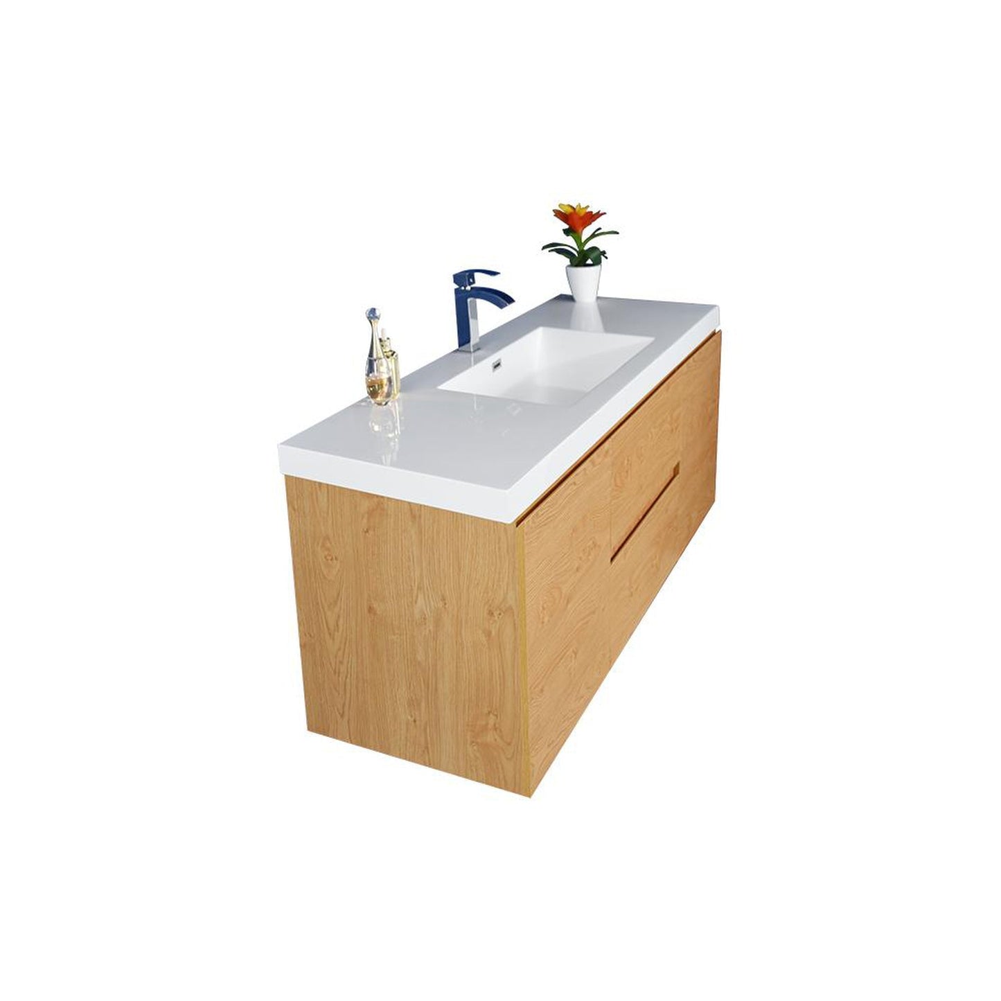 Moreno Bath Bohemia Lina 48" New England Oak Wall-Mounted Vanity With Single Reinforced White Acrylic Sink