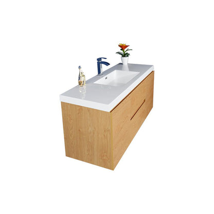 Moreno Bath Bohemia Lina 48" New England Oak Wall-Mounted Vanity With Single Reinforced White Acrylic Sink