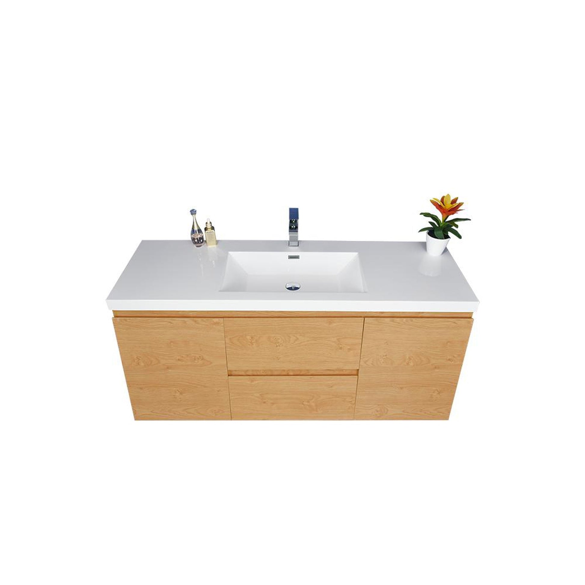 Moreno Bath Bohemia Lina 48" New England Oak Wall-Mounted Vanity With Single Reinforced White Acrylic Sink