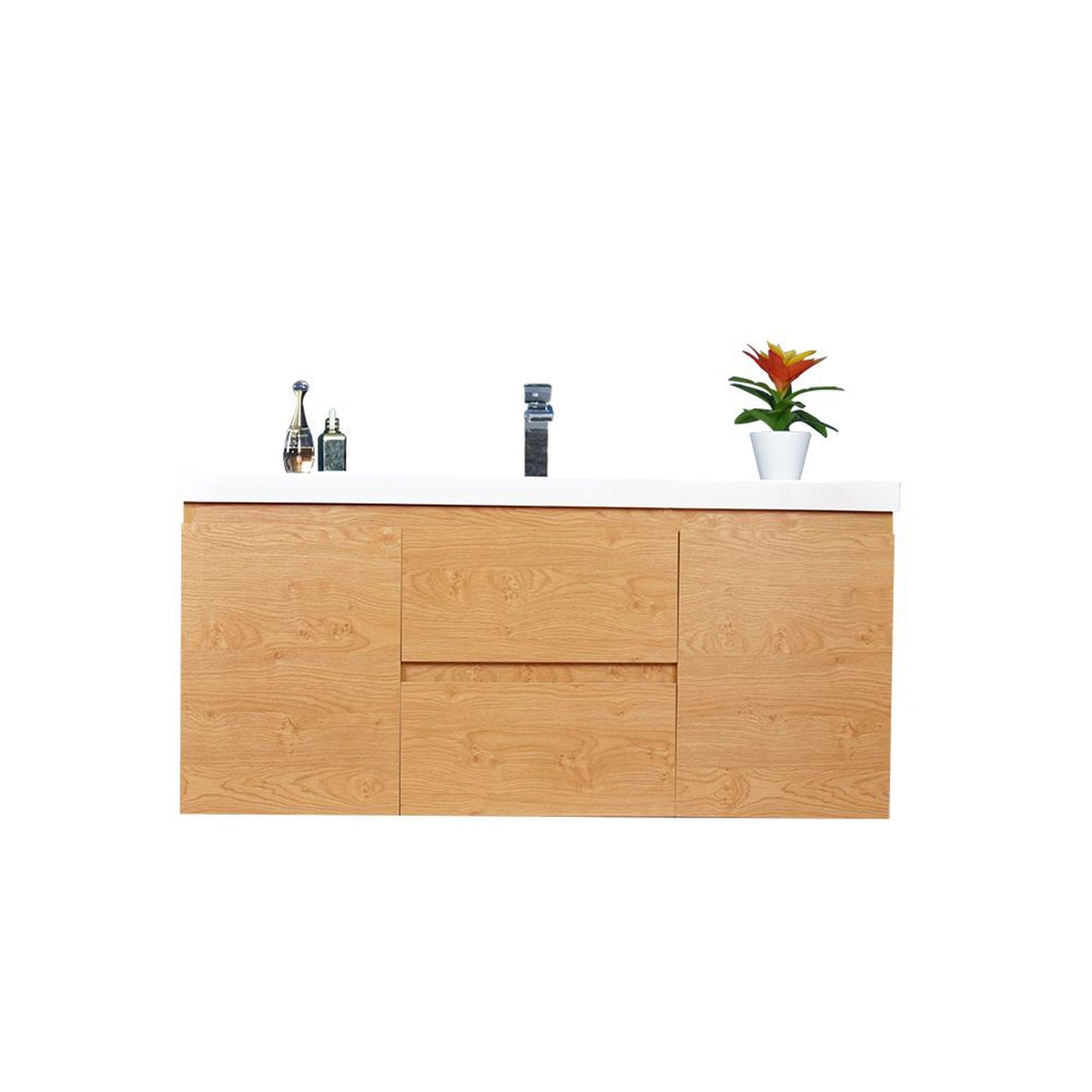 Moreno Bath Bohemia Lina 48" New England Oak Wall-Mounted Vanity With Single Reinforced White Acrylic Sink