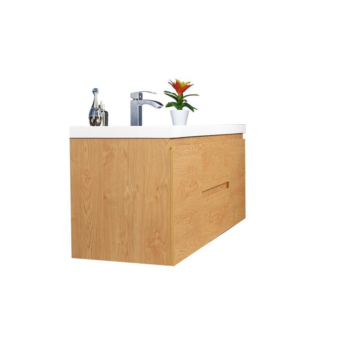 Moreno Bath Bohemia Lina 48" New England Oak Wall-Mounted Vanity With Single Reinforced White Acrylic Sink