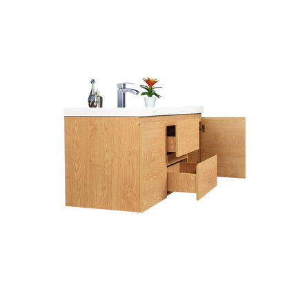 Moreno Bath Bohemia Lina 48" New England Oak Wall-Mounted Vanity With Single Reinforced White Acrylic Sink