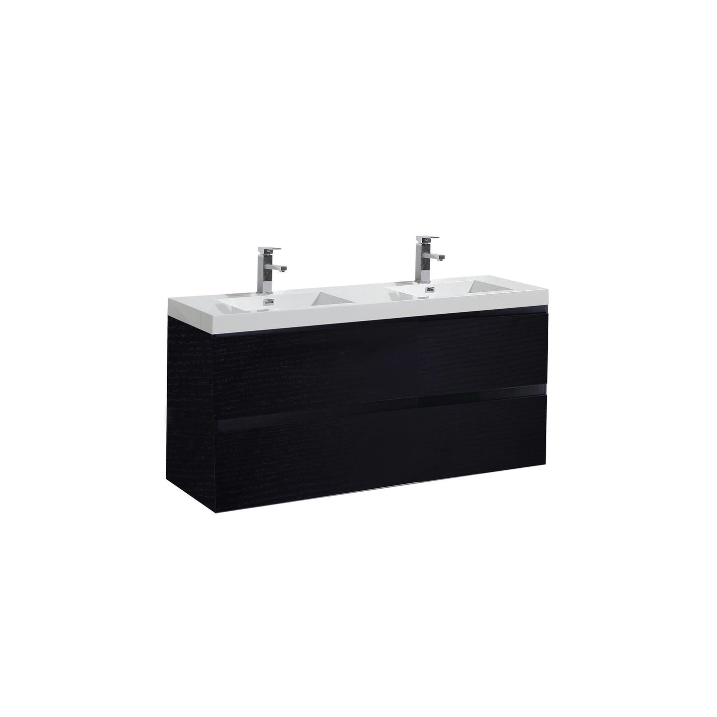 Moreno Bath Bohemia Lina 48" Rich Black Wall-Mounted Vanity With Double Reinforced White Acrylic Sinks