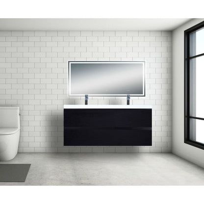 Moreno Bath Bohemia Lina 48" Rich Black Wall-Mounted Vanity With Double Reinforced White Acrylic Sinks