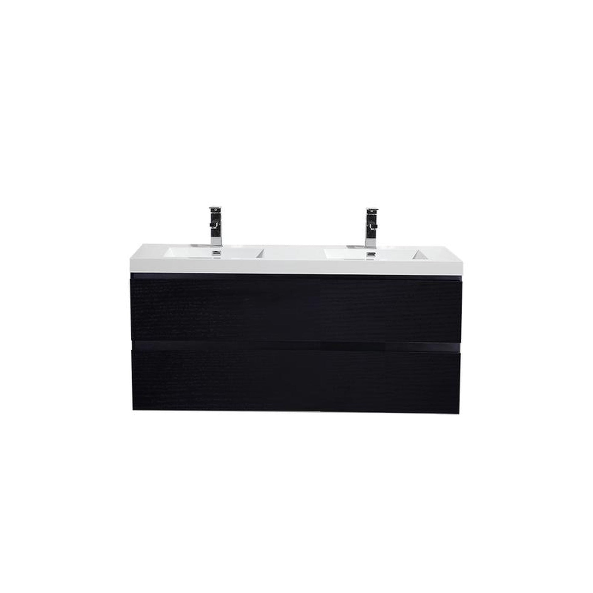 Moreno Bath Bohemia Lina 48" Rich Black Wall-Mounted Vanity With Double Reinforced White Acrylic Sinks