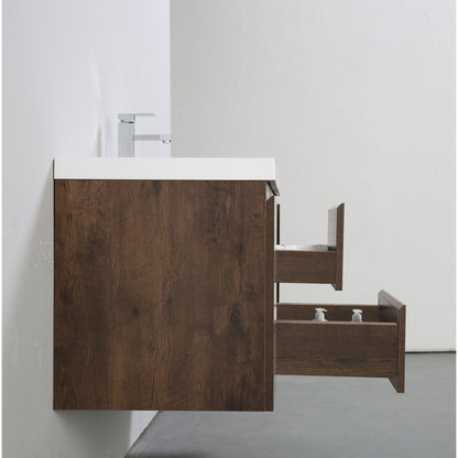 Moreno Bath Bohemia Lina 48" Rosewood Wall-Mounted Vanity With Single Reinforced White Acrylic Sink