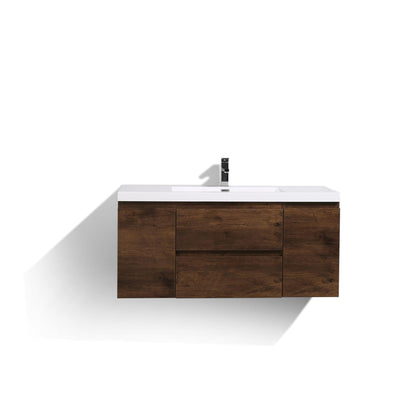 Moreno Bath Bohemia Lina 48" Rosewood Wall-Mounted Vanity With Single Reinforced White Acrylic Sink