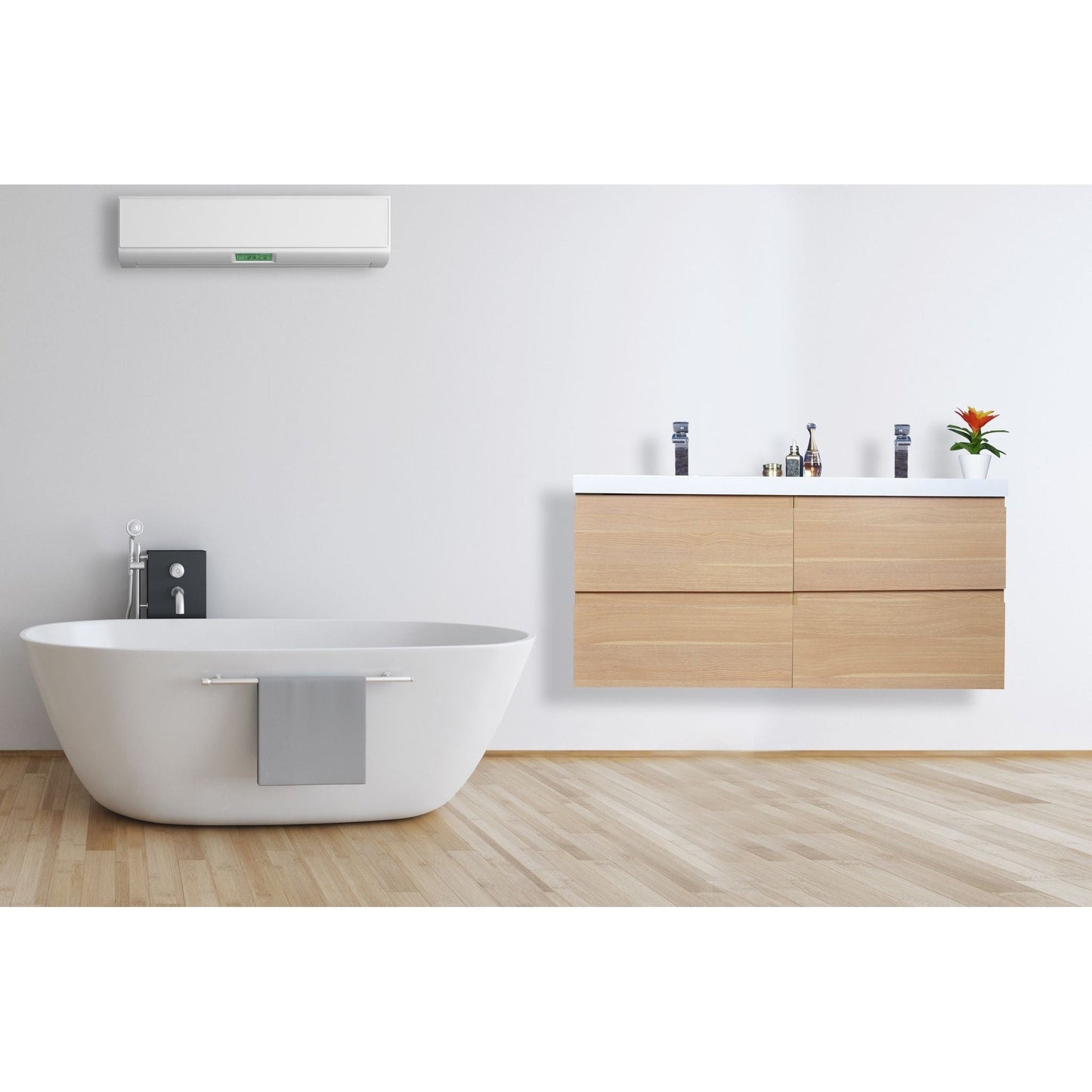 Moreno Bath Bohemia Lina 48" White Oak Wall-Mounted Vanity With Double Reinforced White Acrylic Sinks