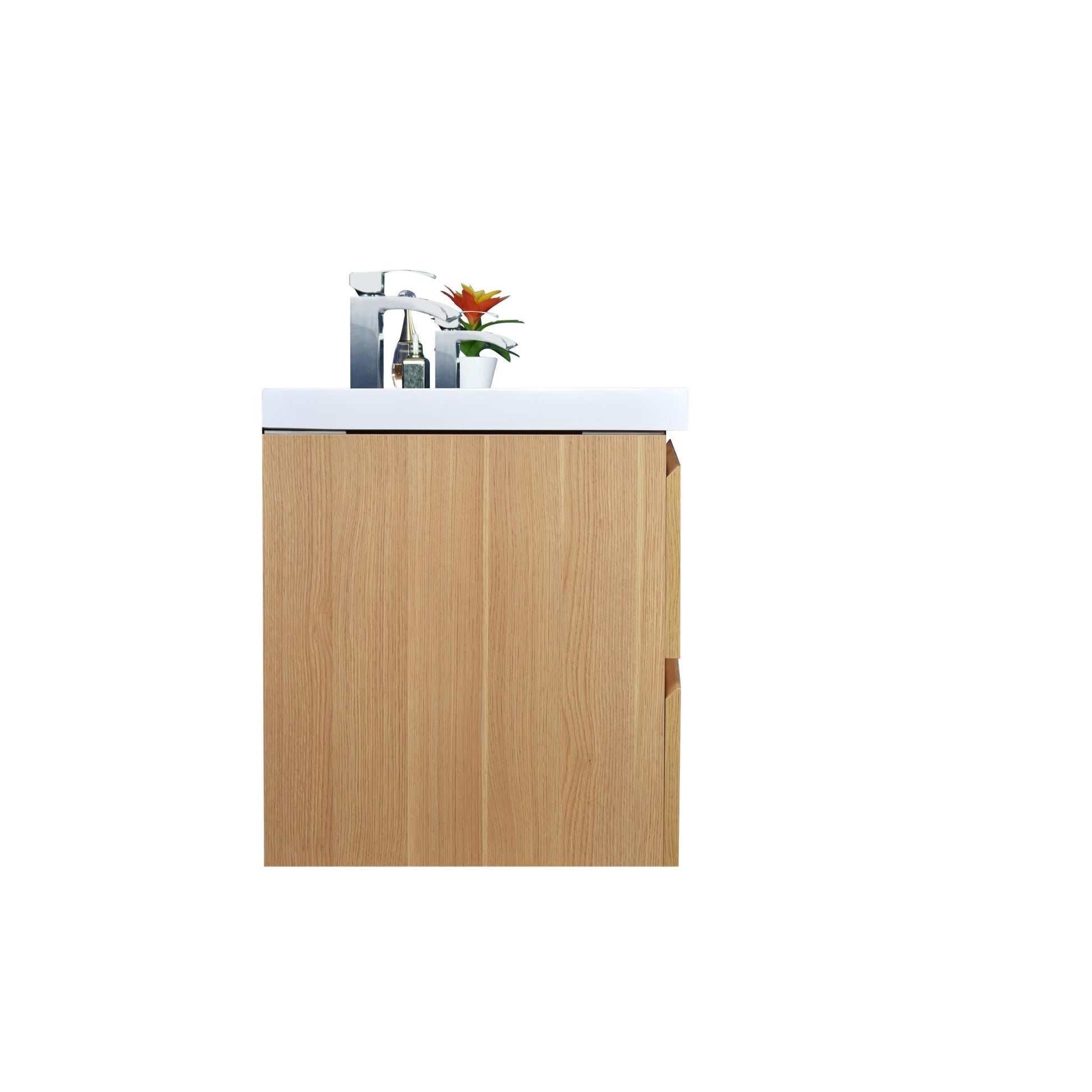 Moreno Bath Bohemia Lina 48" White Oak Wall-Mounted Vanity With Double Reinforced White Acrylic Sinks