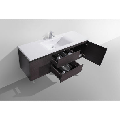 Moreno Bath Bohemia Lina 60" Dark Gray Oak Wall-Mounted Vanity With Single Reinforced White Acrylic Sink