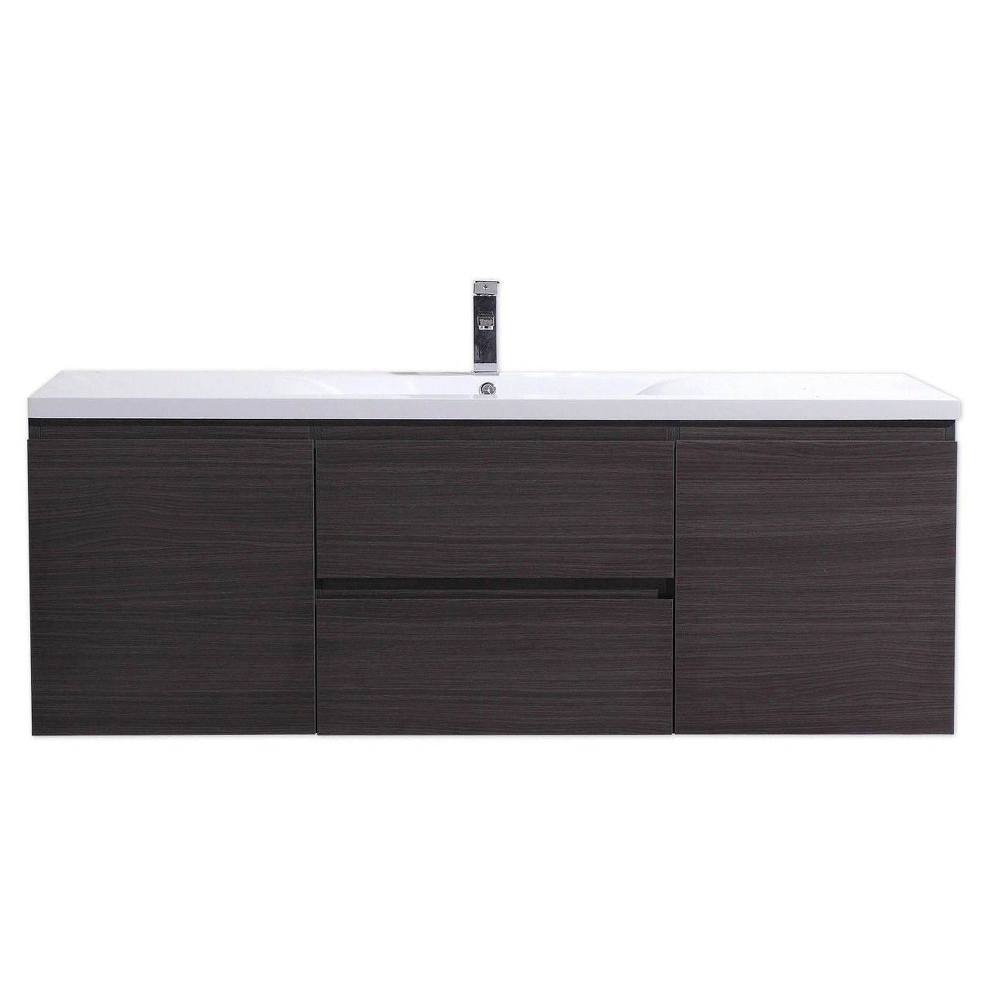 Moreno Bath Bohemia Lina 60" Dark Gray Oak Wall-Mounted Vanity With Single Reinforced White Acrylic Sink