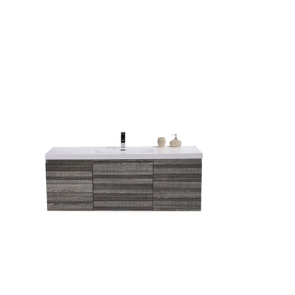 Moreno Bath Bohemia Lina 60" High Gloss Ash Gray Wall-Mounted Vanity With Single Reinforced White Acrylic Sink