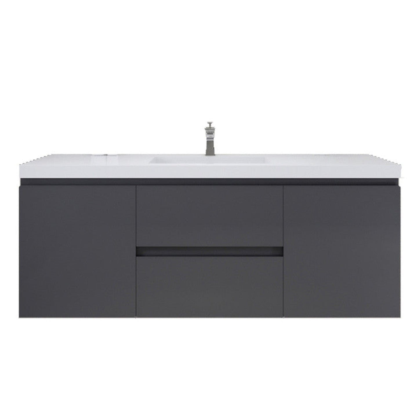 Moreno Bath Bohemia Lina 60" High Gloss Gray Wall-Mounted Vanity With Single Reinforced White Acrylic Sink