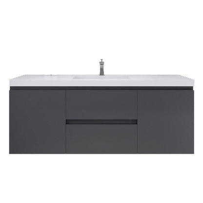 Moreno Bath Bohemia Lina 60" High Gloss Gray Wall-Mounted Vanity With Single Reinforced White Acrylic Sink