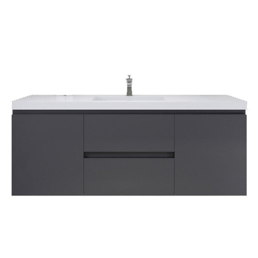 Moreno Bath Bohemia Lina 60" High Gloss Gray Wall-Mounted Vanity With Single Reinforced White Acrylic Sink