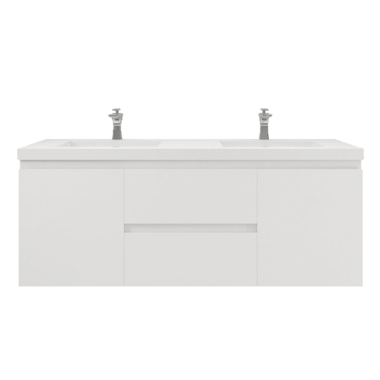 Moreno Bath Bohemia Lina 60" High Gloss White Wall-Mounted Vanity With Double Reinforced White Acrylic Sinks