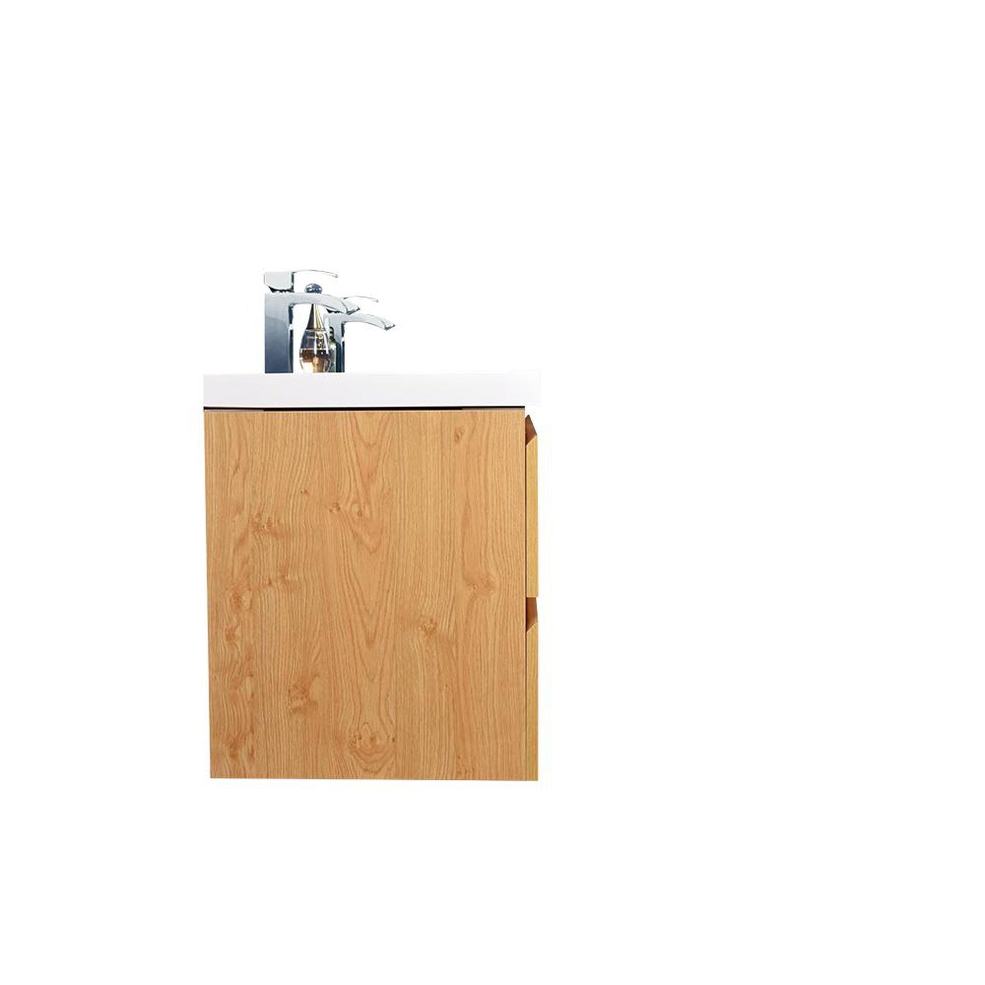 Moreno Bath Bohemia Lina 60" New England Oak Wall-Mounted Vanity With Double Reinforced White Acrylic Sinks