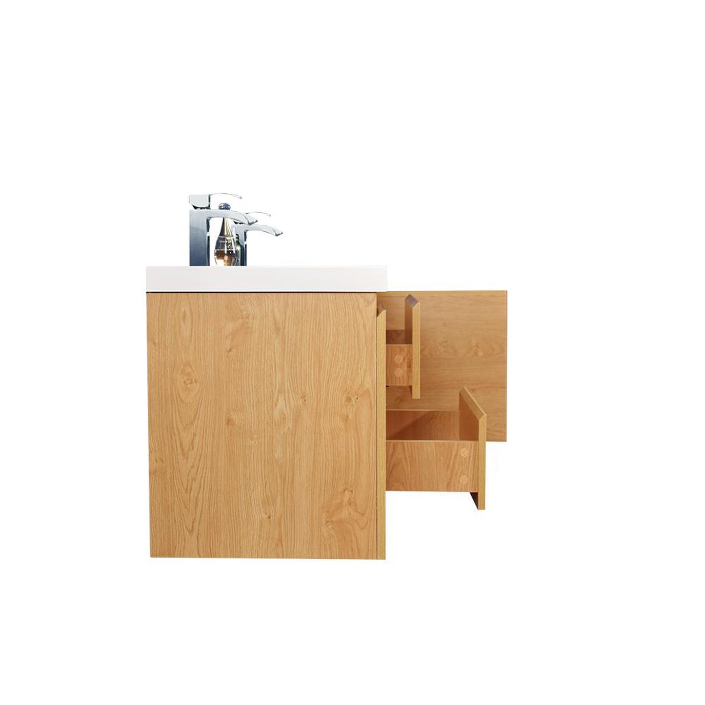 Moreno Bath Bohemia Lina 60" New England Oak Wall-Mounted Vanity With Double Reinforced White Acrylic Sinks