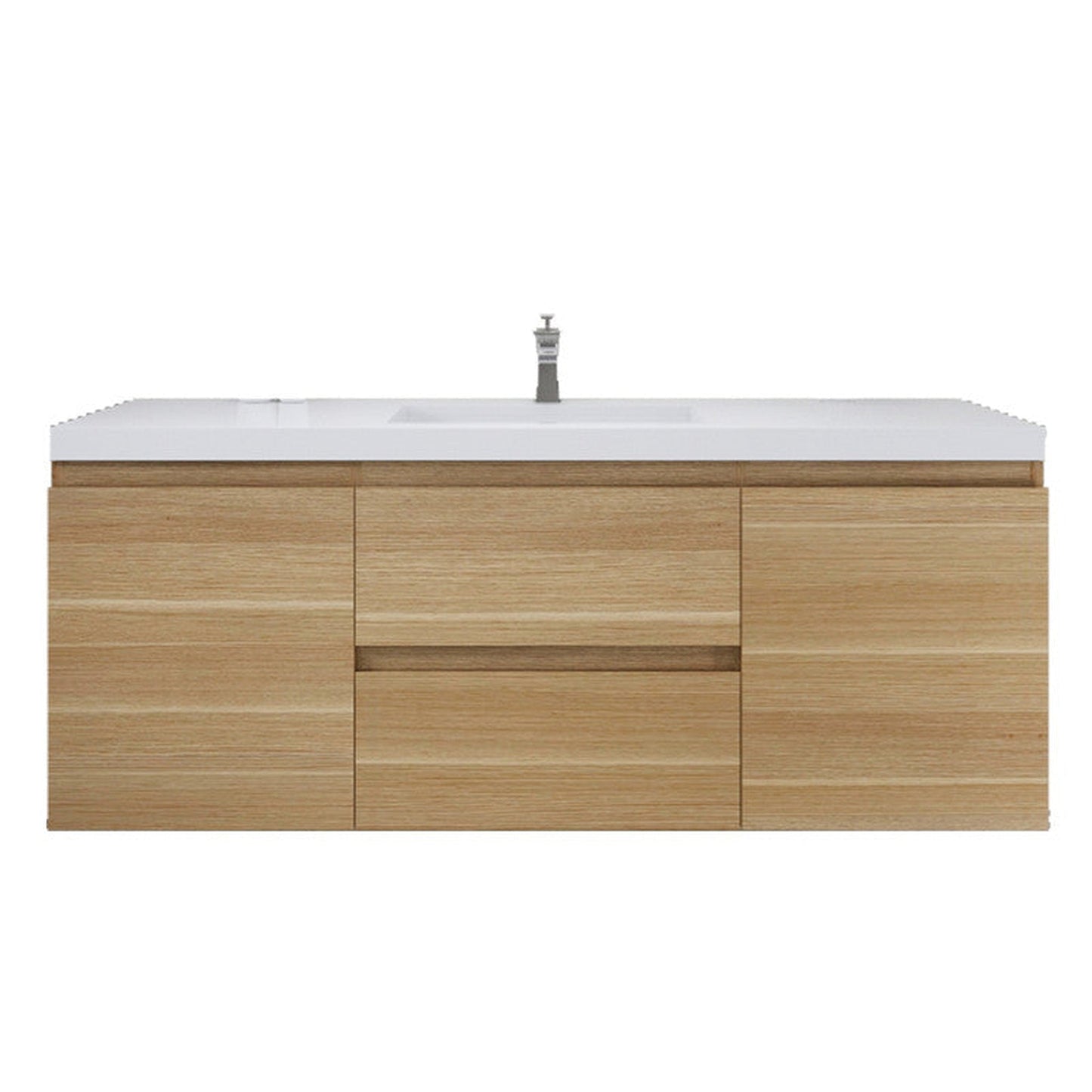 Moreno Bath Bohemia Lina 60" New England Oak Wall-Mounted Vanity With Single Reinforced White Acrylic Sink