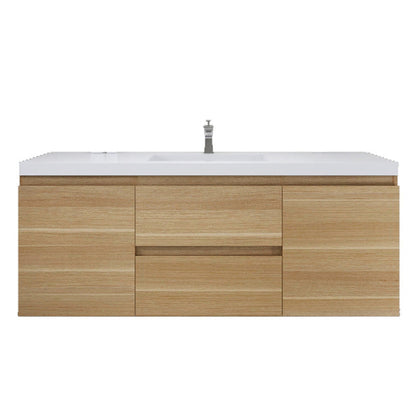 Moreno Bath Bohemia Lina 60" New England Oak Wall-Mounted Vanity With Single Reinforced White Acrylic Sink