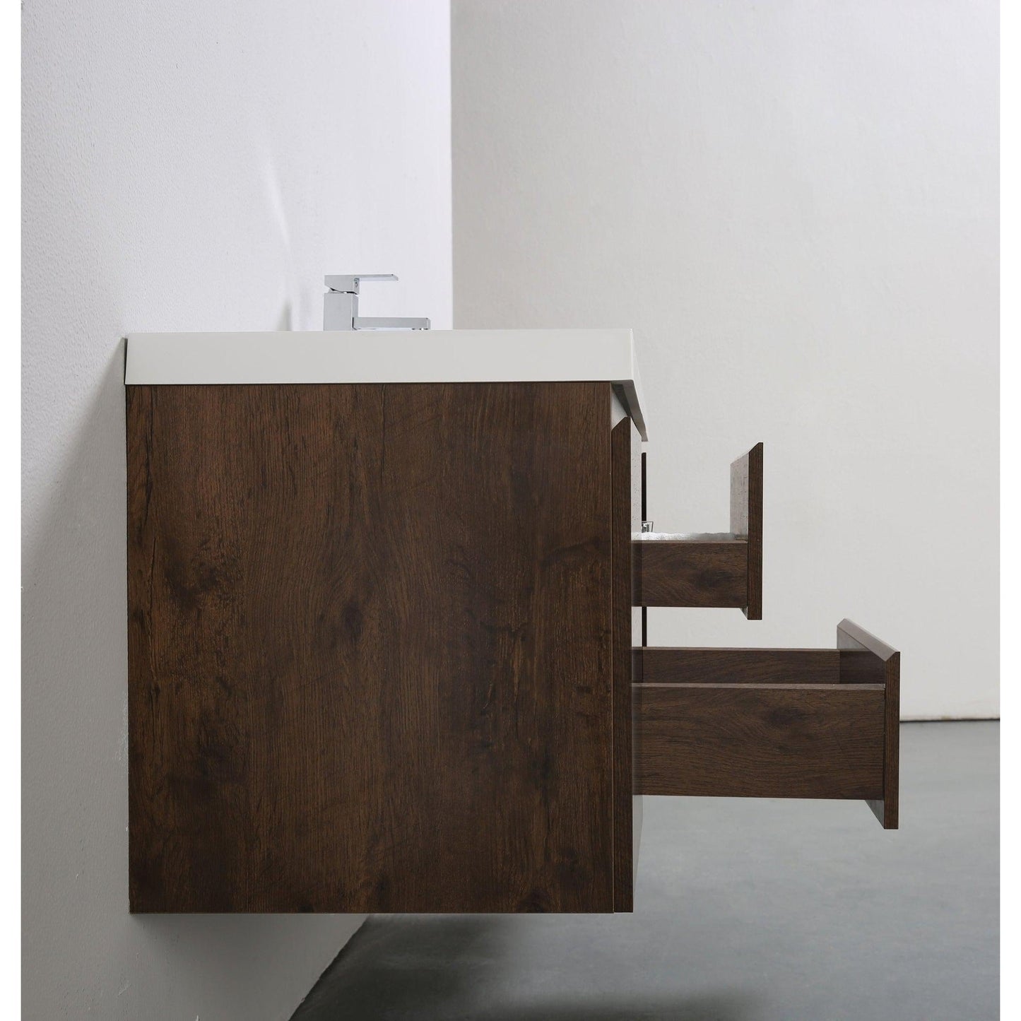 Moreno Bath Bohemia Lina 60" Rosewood Wall-Mounted Vanity With Single Reinforced White Acrylic Sink