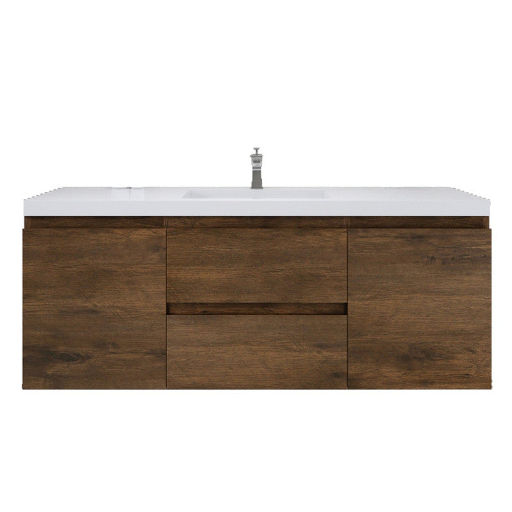 Moreno Bath Bohemia Lina 60" Rosewood Wall-Mounted Vanity With Single Reinforced White Acrylic Sink