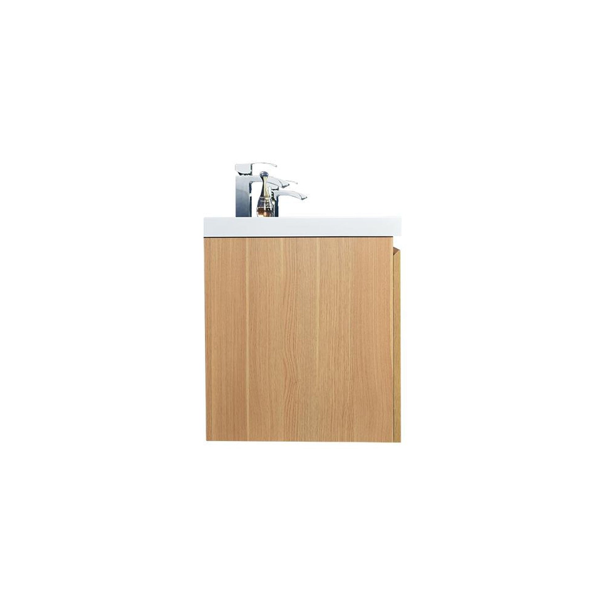 Moreno Bath Bohemia Lina 60" White Oak Wall-Mounted Vanity With Double Reinforced White Acrylic Sinks