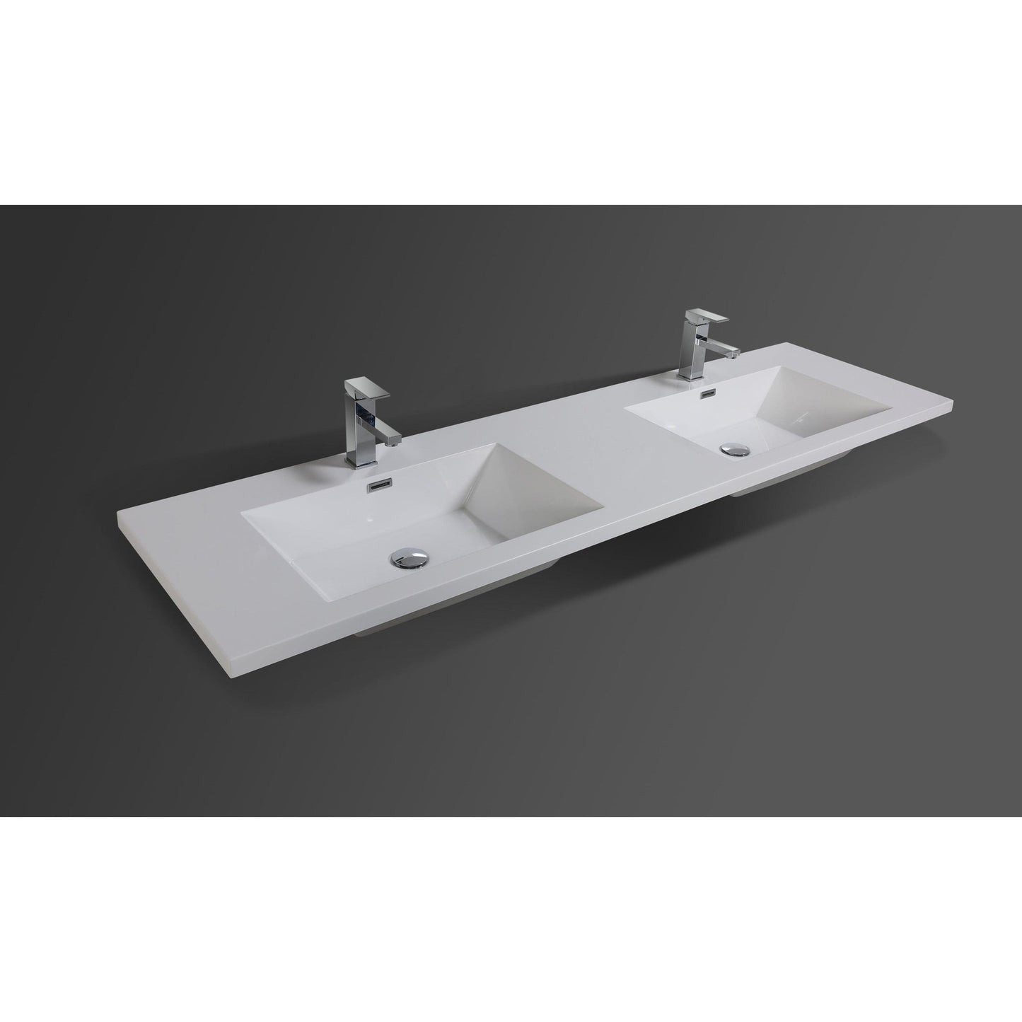 Moreno Bath Bohemia Lina 72" Cement Gray Wall-Mounted Vanity With Double Reinforced White Acrylic Sinks