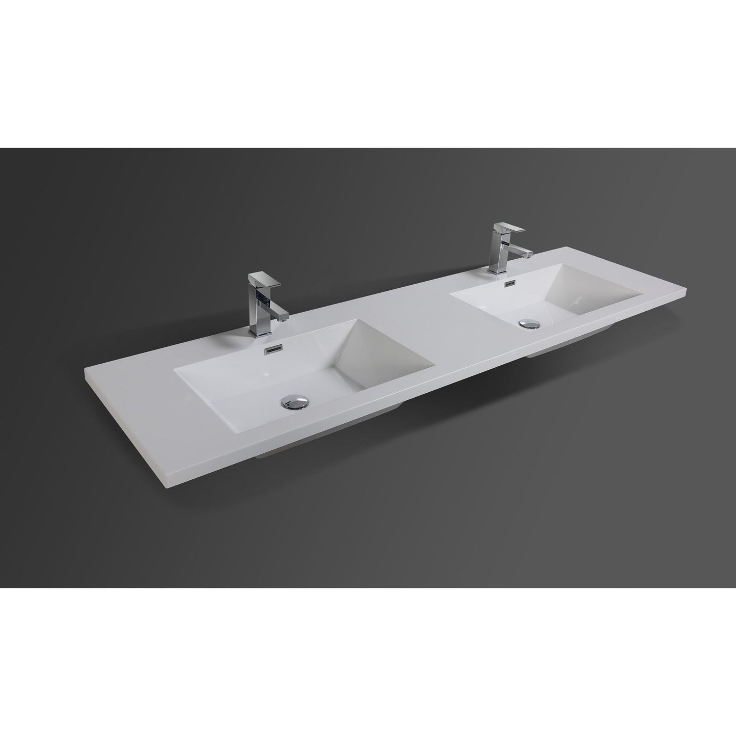 Moreno Bath Bohemia Lina 72" High Gloss Ash Gray Wall-Mounted Vanity With Double Reinforced White Acrylic Sinks