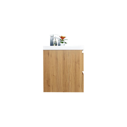 Moreno Bath Bohemia Lina 72" Nature Oak Wall-Mounted Vanity With Double Reinforced White Acrylic Sinks