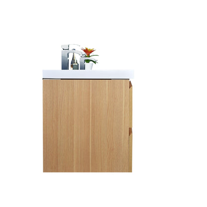 Moreno Bath Bohemia Lina 72" White Oak Wall-Mounted Vanity With Double Reinforced White Acrylic Sinks