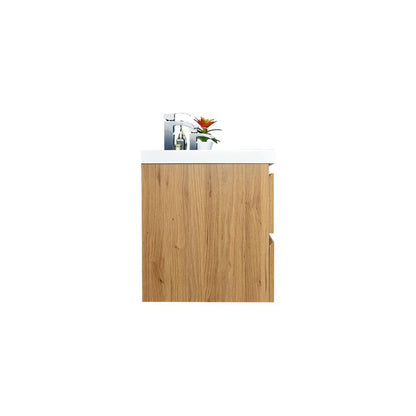 Moreno Bath Bohemia Lina 84" Nature Oak Wall-Mounted Vanity With Double Reinforced White Acrylic Sinks