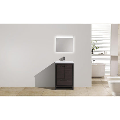 Moreno Bath Dolce 24" Dark Gray Oak Freestanding Vanity With Single Reinforced White Acrylic Sink