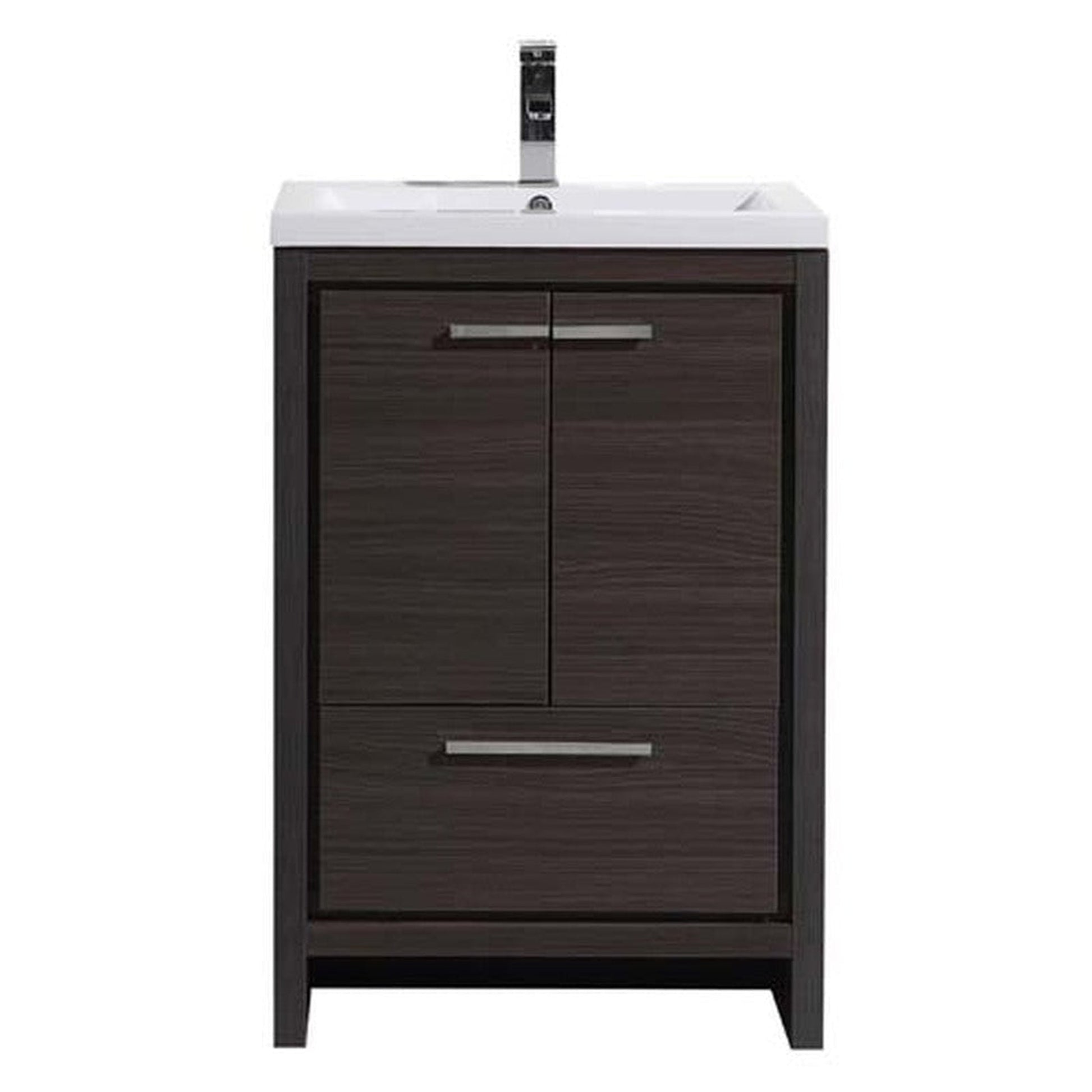 Moreno Bath Dolce 24" Dark Gray Oak Freestanding Vanity With Single Reinforced White Acrylic Sink