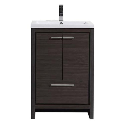 Moreno Bath Dolce 24" Dark Gray Oak Freestanding Vanity With Single Reinforced White Acrylic Sink