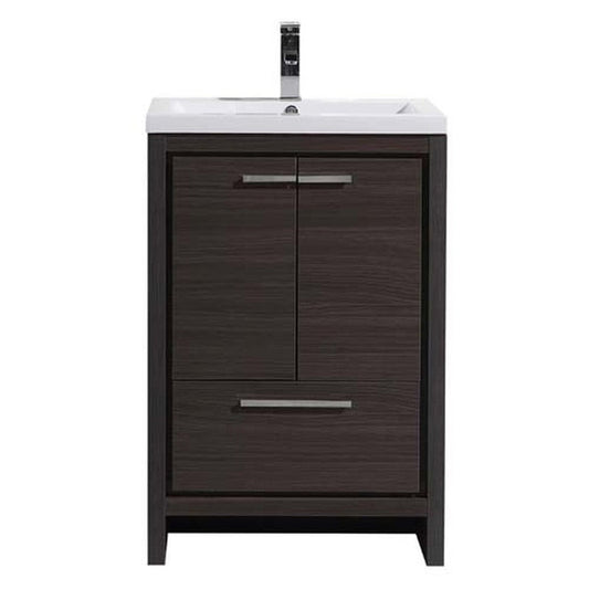 Moreno Bath Dolce 24" Dark Gray Oak Freestanding Vanity With Single Reinforced White Acrylic Sink