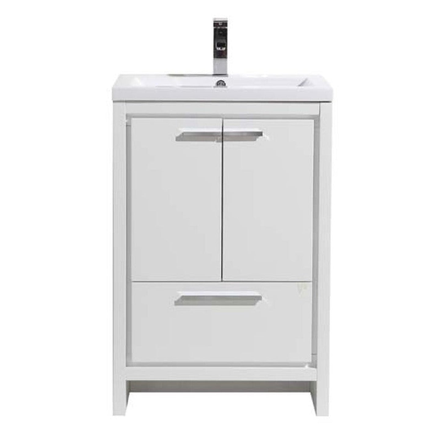 Moreno Bath Dolce 24" High Gloss White Freestanding Vanity With Single Reinforced White Acrylic Sink