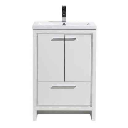 Moreno Bath Dolce 24" High Gloss White Freestanding Vanity With Single Reinforced White Acrylic Sink