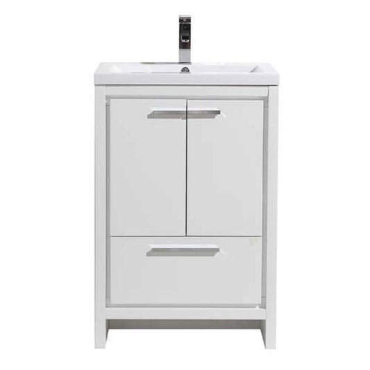 Moreno Bath Dolce 24" High Gloss White Freestanding Vanity With Single Reinforced White Acrylic Sink