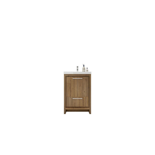 Moreno Bath Dolce 24" Natural Oak Freestanding Vanity With Single Reinforced White Acrylic Sink