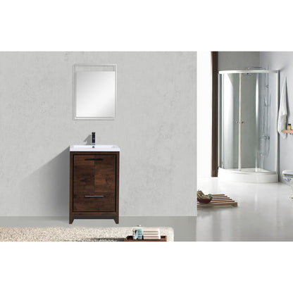 Moreno Bath Dolce 24" Rosewood Freestanding Vanity With Single Reinforced White Acrylic Sink