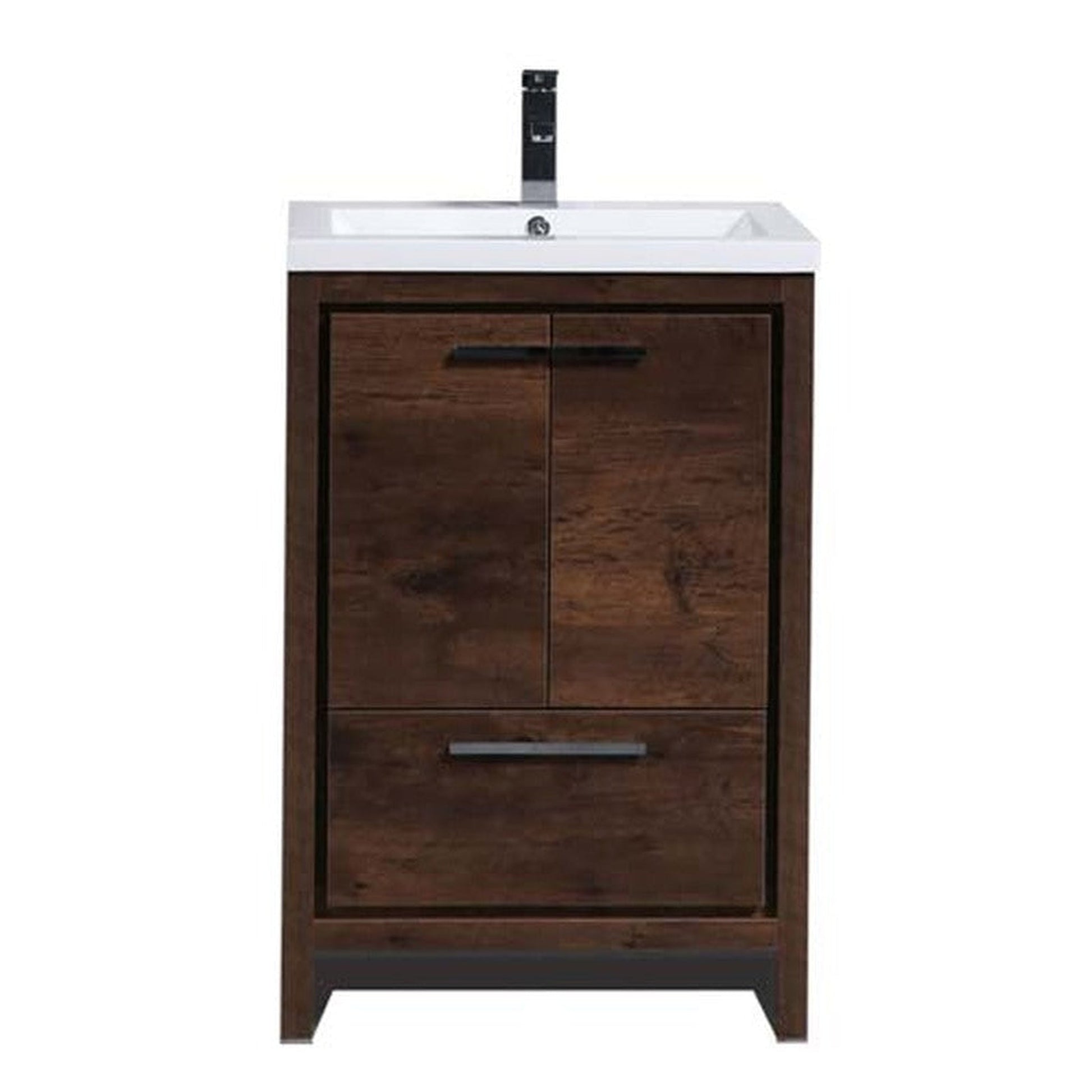 Moreno Bath Dolce 24" Rosewood Freestanding Vanity With Single Reinforced White Acrylic Sink