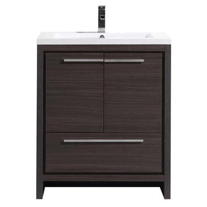 Moreno Bath Dolce 30" Dark Gray Oak Freestanding Vanity With Single Reinforced White Acrylic Sink