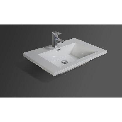 Moreno Bath Dolce 30" High Gloss Ash Gray Freestanding Vanity With Single Reinforced White Acrylic Sink