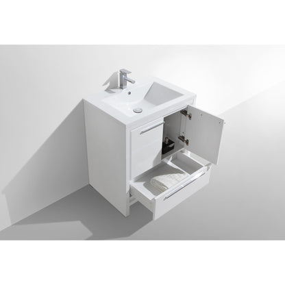 Moreno Bath Dolce 30" High Gloss White Freestanding Vanity With Single Reinforced White Acrylic Sink