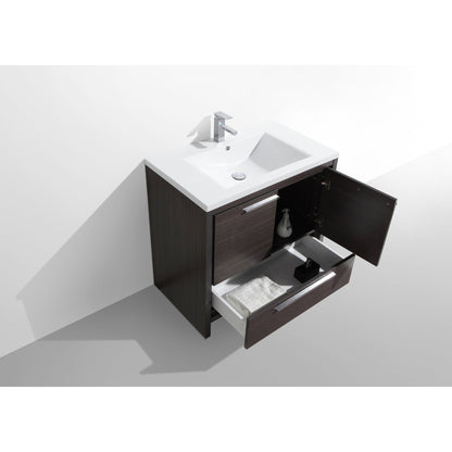 Moreno Bath Dolce 36" Dark Gray Oak Freestanding Vanity With Single Reinforced White Acrylic Sink