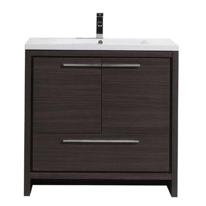 Moreno Bath Dolce 36" Dark Gray Oak Freestanding Vanity With Single Reinforced White Acrylic Sink